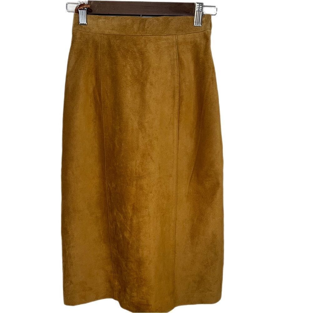 Tan Suede Skirt by I. B. Diffusion w/ Slit in the Back. Size 4. Great Condition!